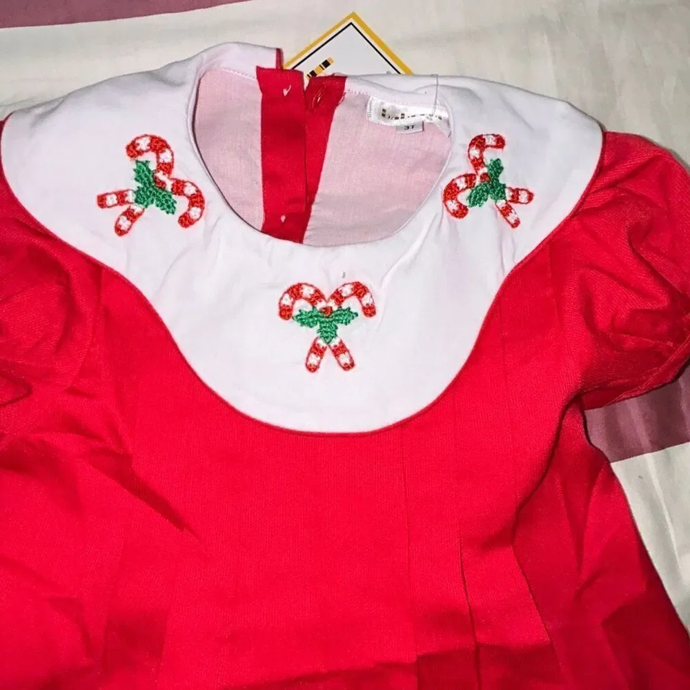 Babeeni candy cane embroidered dress sz 3t